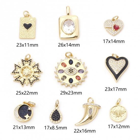 Picture of Brass Charms Gold Plated Geometric Multicolour Cubic Zirconia