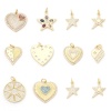 Bild von Messing Charms Vergoldet Herz Stern Micro Pave Bunt Kubischer Zirkon 1 Stück