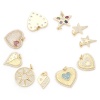 Bild von Messing Charms Vergoldet Herz Stern Micro Pave Bunt Kubischer Zirkon 1 Stück
