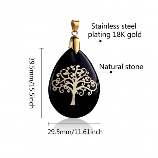 Picture of 304 Stainless Steel Pendants 18K Gold Plated Drop 40mm x 30mm