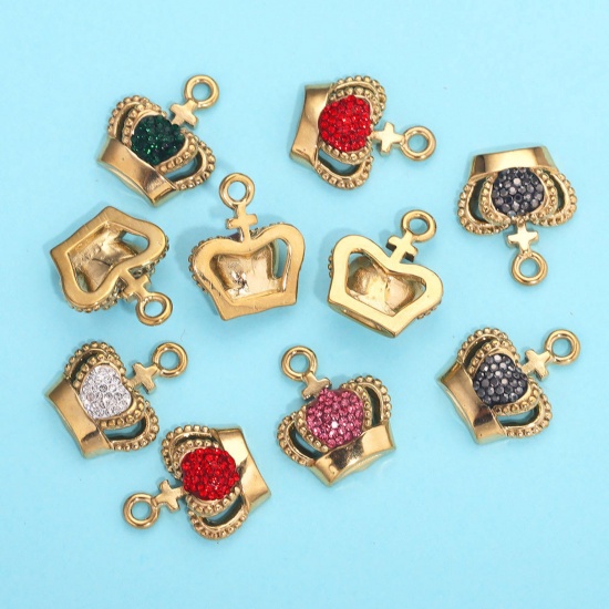 Immagine di 304 Acciaio Inossidabile Charms Corona Oro Placcato 18mm x 16mm, 1 Pz