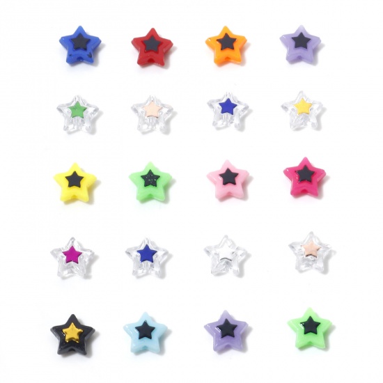 Picture of Acrylic Beads At Random Color Pentagram Star About 11mm x 10mm