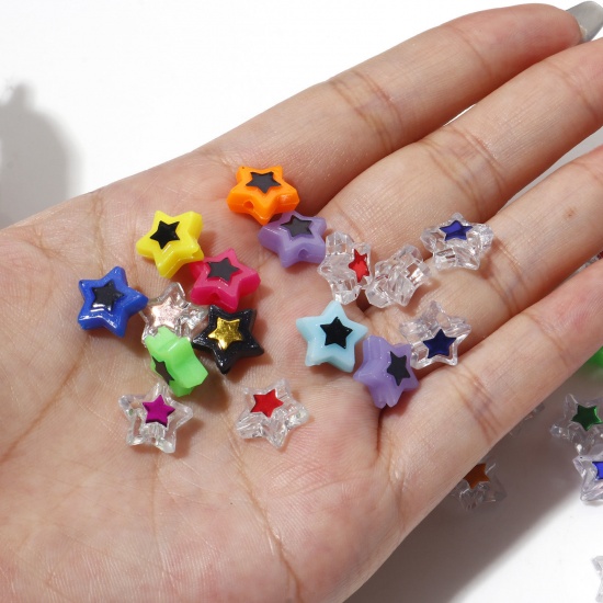 Picture of Acrylic Beads At Random Color Pentagram Star About 11mm x 10mm