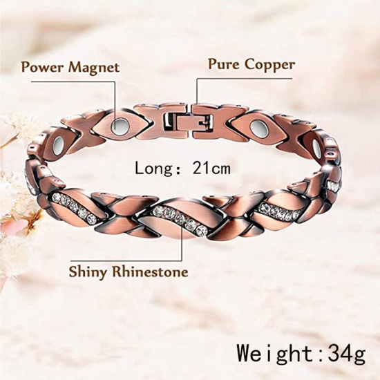 Picture of 1 Piece Therapy Health Weight Loss Energy Slimming Lymphatic Drainage Magnetic Bracelets Multicolor Leaf Clear Rhinestone