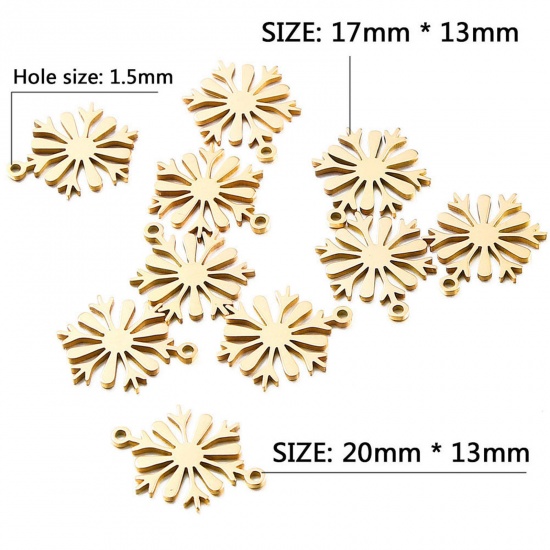 Immagine di 304 Acciaio Inossidabile Charms Natale Fiocco di Neve 2 Pz