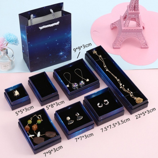 Picture of Paper Jewelry Gift Boxes Dark Blue Galaxy Universe Pattern 