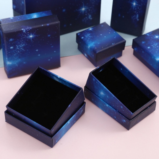 Picture of Paper Jewelry Gift Boxes Dark Blue Galaxy Universe Pattern 