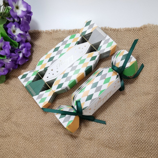 Picture of Paper Jewelry Gift Packing & Shipping Boxes Candy Rhombus Pattern 21cm x 6cm x 3cm 