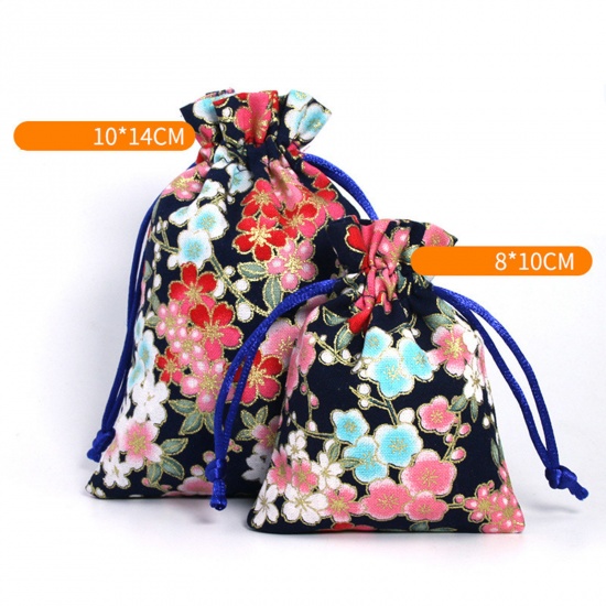 Picture of Polyester Drawstring Bags Rectangle Multicolor Cherry Blossom Sakura Flower