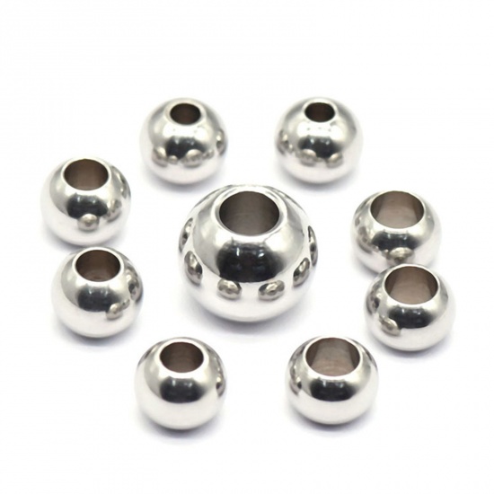 Picture of 304 Stainless Steel Beads Round Silver Tone 