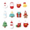 Image de Breloques Noël en Résine Broche de Noël Argent Mat Multicolore Père Noël 10 Pcs