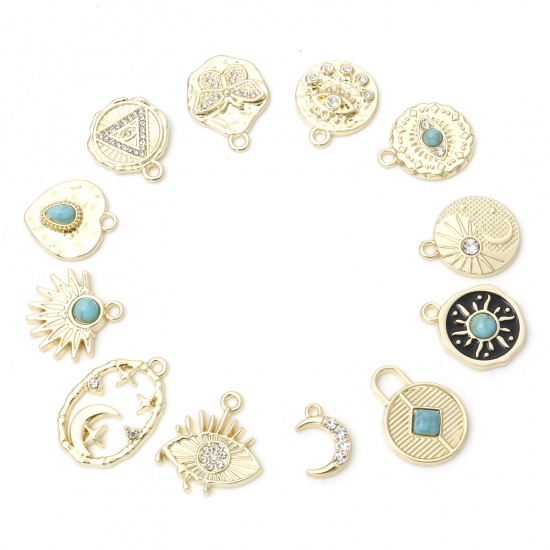 Picture of Zinc Based Alloy Boho Chic Bohemia Charms Gold Plated Multicolor Eye Moon