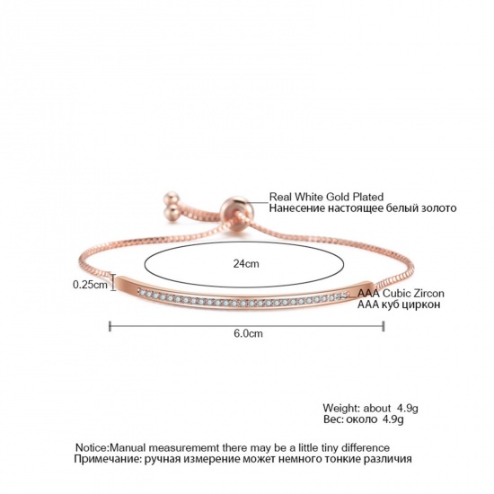 Picture of Copper Stylish Adjustable Slider/ Slide Bolo Bracelets Arc Clear Rhinestone