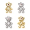 Picture of Brass Micro Pave Charms Bear Animal Real Gold Plated Clear Cubic Zirconia 26mm x 15mm