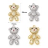 Picture of Brass Micro Pave Charms Bear Animal Real Gold Plated Clear Cubic Zirconia 26mm x 15mm