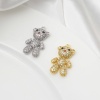 Picture of Brass Micro Pave Charms Bear Animal Real Gold Plated Clear Cubic Zirconia 26mm x 15mm