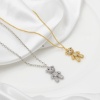 Picture of Brass Micro Pave Charms Bear Animal Real Gold Plated Clear Cubic Zirconia 26mm x 15mm
