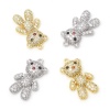 Picture of Brass Micro Pave Charms Bear Animal Real Gold Plated Clear Cubic Zirconia 26mm x 15mm