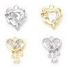 Bild von Messing Valentinstag Charms Herz Echtgold plattiert Klar Zirkonia 1 Stück