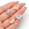 Bild von Messing Valentinstag Charms Herz Echtgold plattiert Klar Zirkonia 1 Stück