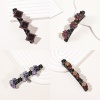 Picture of Resin Braided Hair Clips Black Flower Multicolor Rhinestone