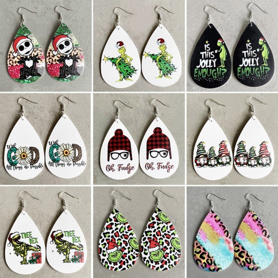 Picture of PU Leather Stylish Earrings Multicolor Drop