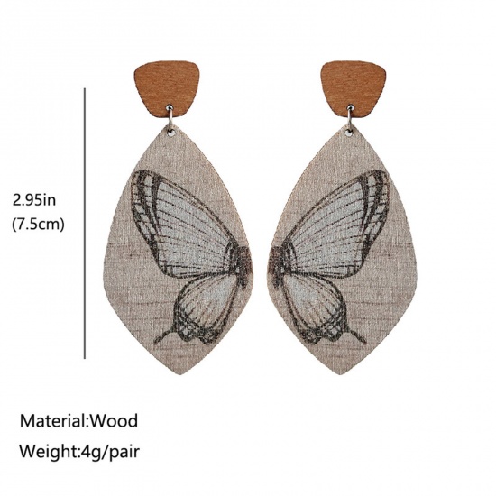 Picture of Wood Insect Earrings Multicolor Irregular Butterfly