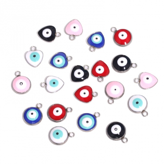Picture of 304 Stainless Steel Charms Silver Tone Evil Eye