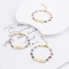 Picture of 304 Stainless Steel Religious Bracelets Gold Plated Rectangle Evil Eye Enamel 17cm(6 6/8") long