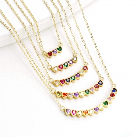 Eco-friendly Exquisite Stylish 18K Gold Plated Copper & Cubic Zirconia Link Cable Chain Heart Pendant Necklace For Women Valentine's Day