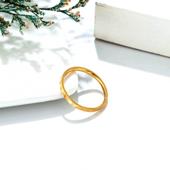 Immagine di Ecologico Semplice & Casual Elegante 14k Vero Oro Placcato 304 Acciaio Inossidabile Non Regolabile Cuore Anello Per Donne San Valentino 1 Pz