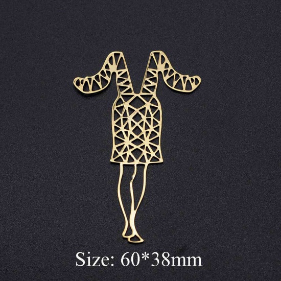 Image de Pendentifs en 201 Acier Inoxydable Fille Creux 1 Pièce