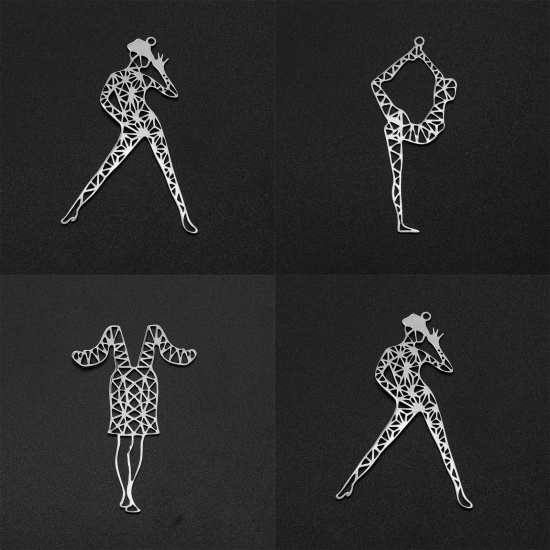 Image de Pendentifs en 201 Acier Inoxydable Fille Creux 1 Pièce