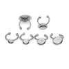 Image de Bagues Ouvert en 304 Acier Inoxydable Argent Mat Rond Cabochon Rapportable 16mm (Taille d'US: 5.25), 5 Pcs