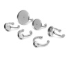 Image de Bagues Ouvert en 304 Acier Inoxydable Argent Mat Rond Cabochon Rapportable 16mm (Taille d'US: 5.25), 5 Pcs