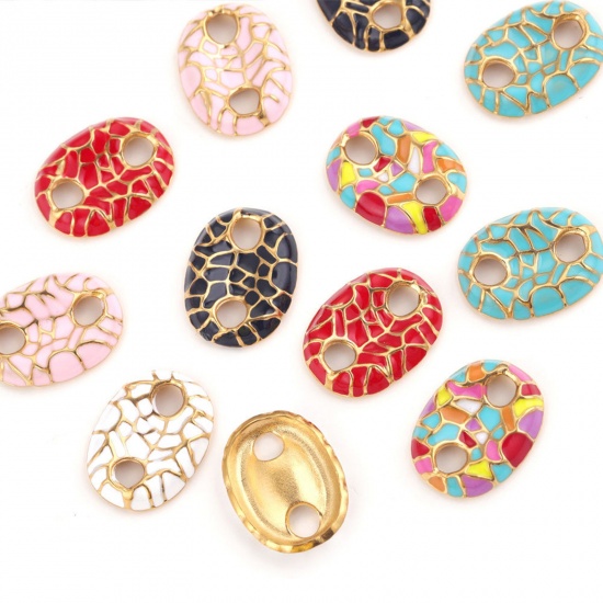 Immagine di 304 Acciaio Inossidabile Connettore Naso di Maiale Oro Placcato Multicolore Smalto 11.5mm x 16.5mm, 1 Pz