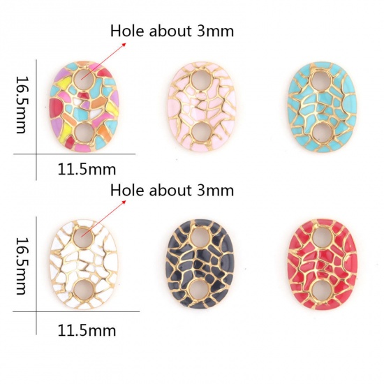 Immagine di 304 Acciaio Inossidabile Connettore Naso di Maiale Oro Placcato Multicolore Smalto 11.5mm x 16.5mm, 1 Pz