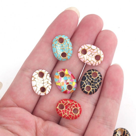 Immagine di 304 Acciaio Inossidabile Connettore Naso di Maiale Oro Placcato Multicolore Smalto 11.5mm x 16.5mm, 1 Pz