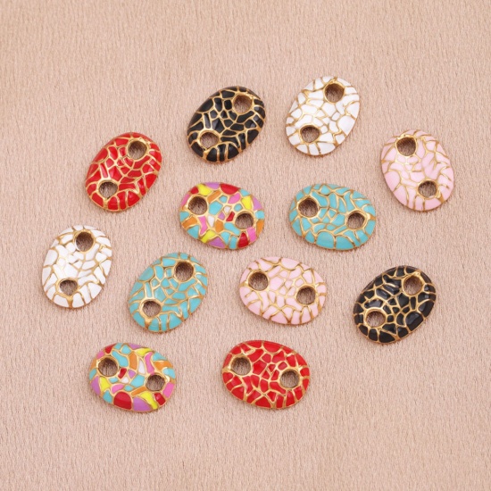 Immagine di 304 Acciaio Inossidabile Connettore Naso di Maiale Oro Placcato Multicolore Smalto 11.5mm x 16.5mm, 1 Pz