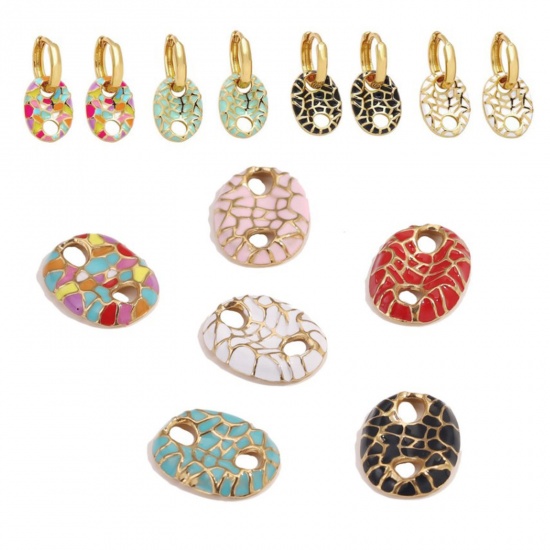 Immagine di 304 Acciaio Inossidabile Connettore Naso di Maiale Oro Placcato Multicolore Smalto 11.5mm x 16.5mm, 1 Pz