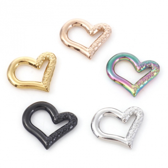 Image de Breloques en 304 Acier Inoxydable Multicolore Cœur 21mm x 19mm , 1 Pièce