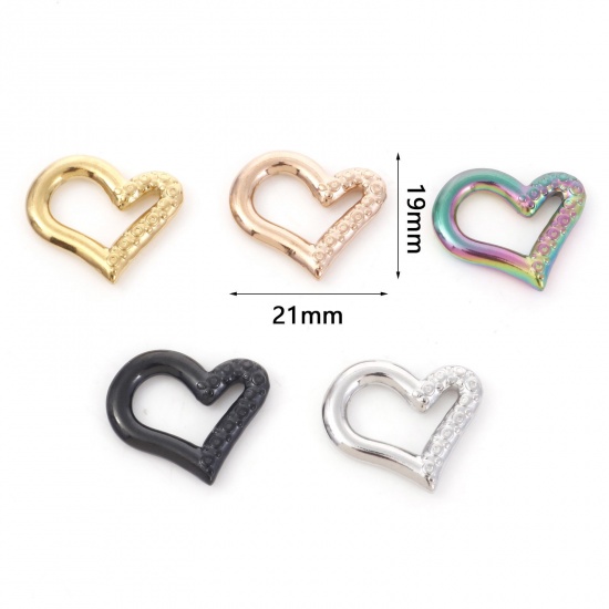 Image de Breloques en 304 Acier Inoxydable Multicolore Cœur 21mm x 19mm , 1 Pièce