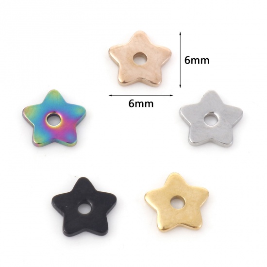 Bild von 304 Edelstahl Zwischenperlen Spacer Pentagramm Stern 6mm x 6mm, 10 Stück