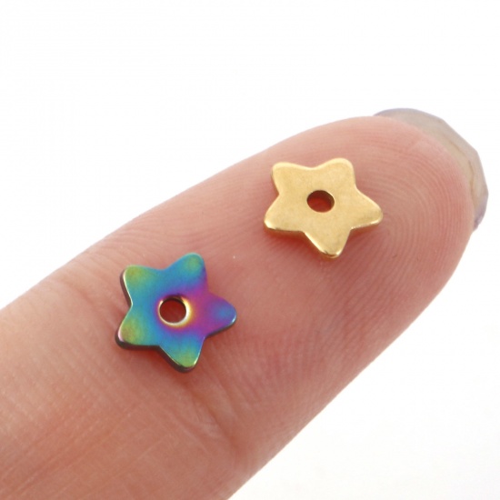 Bild von 304 Edelstahl Zwischenperlen Spacer Pentagramm Stern 6mm x 6mm, 10 Stück