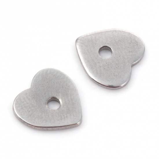Imagen de 304 Acero Inoxidable Granos del espaciador Corazón 8mm x 8mm, 10 Unidades