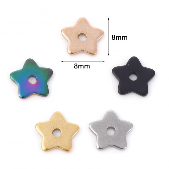 Bild von 304 Edelstahl Zwischenperlen Spacer Pentagramm Stern 8mm x 8mm, 10 Stück