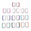 Immagine di 316 Acciaio inossidabile Elegante orecchino cerchio Tono Argento Multicolore Rettangolo Smalto 20mm x 13mm, Posta / Filo Dimensione: (18 misura), 1 Paio