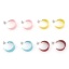 Image de Boucles d'Oreilles Créole Anneaux en 316 Acier Inoxydable Élégant Argent Mat Multicolore Forme de C Laqué 25mm x 21mm , Epaisseur de Fil: (20 gauge), 1 Paire