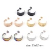 Picture of 316 Stainless Steel Stylish Hoop Earrings Multicolor C Shape Texture 25mm x 22mm