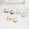Picture of 316 Stainless Steel Stylish Hoop Earrings Multicolor C Shape Texture 25mm x 22mm